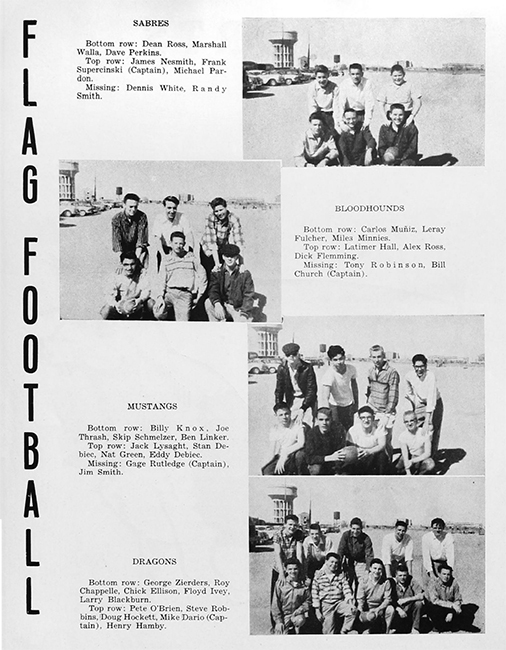 Sabres, Bloodhounds, Mustangs y Dragons posando para la posteridad, donde al fondo se alzan las Torres Kio hoy / toroscope.com